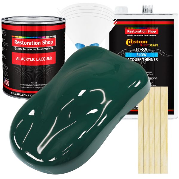 Woodland Green - Acrylic Lacquer Auto Paint - Complete Gallon Paint Kit with Slow Dry Thinner - Professional Automotive Car Truck Refinish Coating Online now