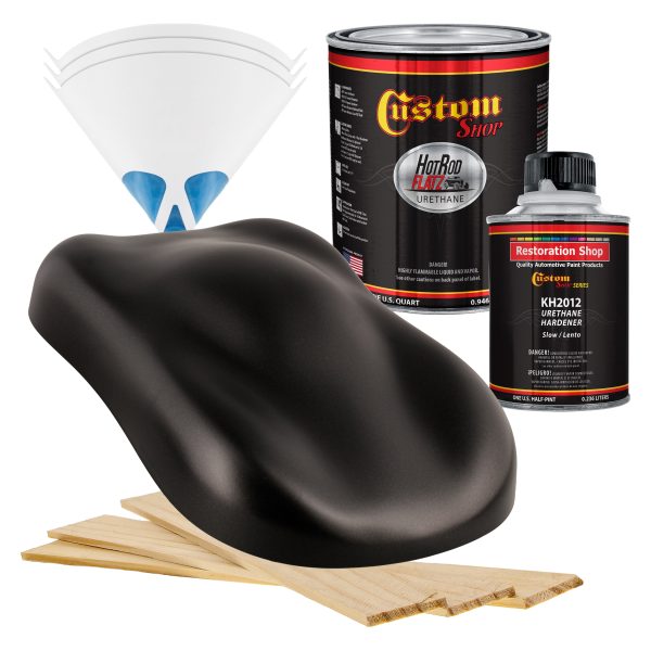 Black Sparkle Metallic - Hot Rod Flatz Flat Matte Satin Urethane Auto Paint - Complete Quart Paint Kit - Professional Low Sheen Automotive, Car Truck Coating, 4:1 Mix Ratio Fashion