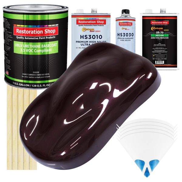 Black Cherry Pearl - LOW VOC Urethane Basecoat with Premium Clearcoat Auto Paint - Complete Medium Gallon Paint Kit - Professional Automotive Coating Fashion