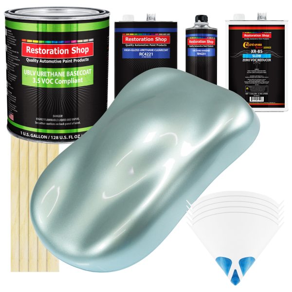 Frost Blue Metallic - LOW VOC Urethane Basecoat with Clearcoat Auto Paint (Complete Slow Gallon Paint Kit) Professional High Gloss Automotive Coating Online Sale