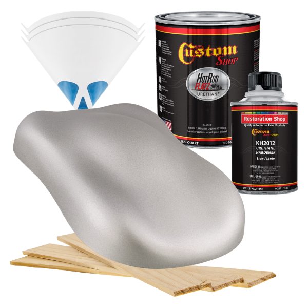 Sterling Silver Metallic - Hot Rod Flatz Flat Matte Satin Urethane Auto Paint - Complete Quart Paint Kit - Professional Low Sheen Automotive, Car Truck Coating, 4:1 Mix Ratio Hot on Sale