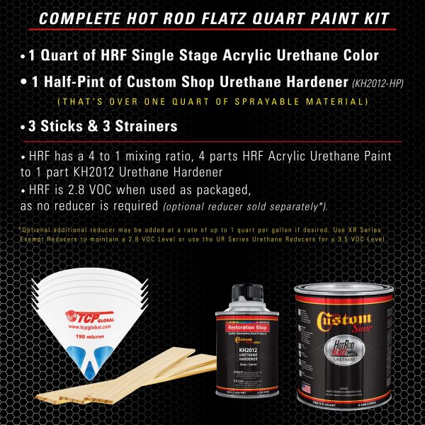 Sterling Silver Metallic - Hot Rod Flatz Flat Matte Satin Urethane Auto Paint - Complete Quart Paint Kit - Professional Low Sheen Automotive, Car Truck Coating, 4:1 Mix Ratio Hot on Sale - Image 2