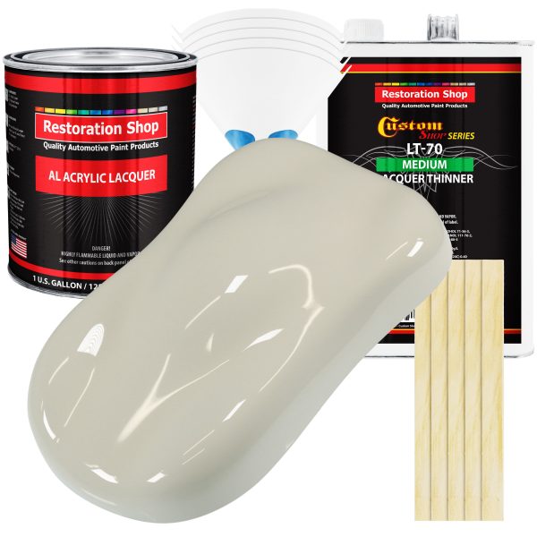 Spinnaker White - Acrylic Lacquer Auto Paint - Complete Gallon Paint Kit with Medium Thinner - Professional Automotive Car Truck Refinish Coating Hot on Sale