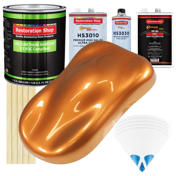 Sunburst Orange Metallic - LOW VOC Urethane Basecoat with Premium Clearcoat Auto Paint - Complete Fast Gallon Paint Kit - Pro Automotive Coating For Sale