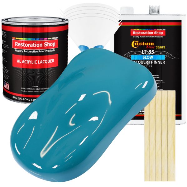 Petty Blue - Acrylic Lacquer Auto Paint - Complete Gallon Paint Kit with Slow Dry Thinner - Professional Automotive Car Truck Guitar Refinish Coating Supply