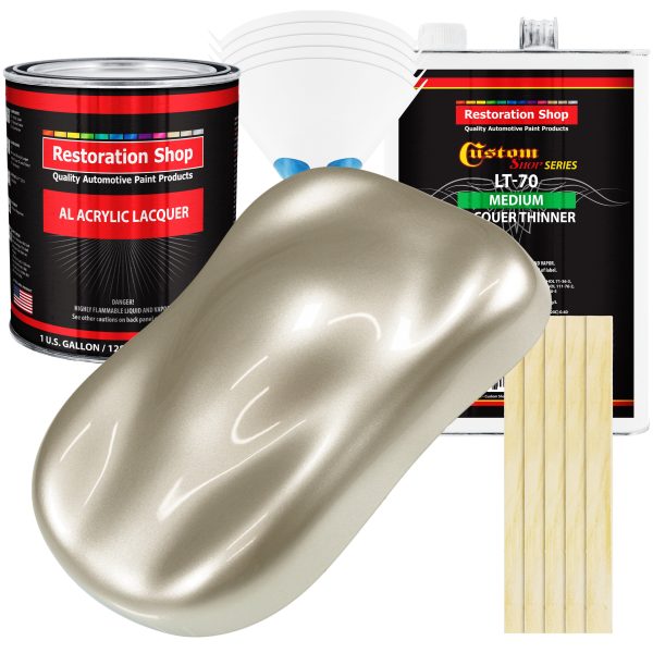 Gold Mist Metallic - Acrylic Lacquer Auto Paint - Complete Gallon Paint Kit with Medium Thinner - Professional Automotive Car Truck Refinish Coating For Sale