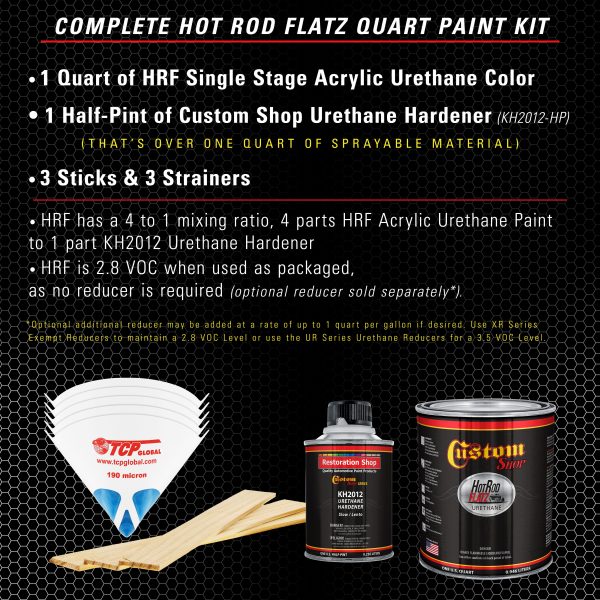 Championship White - Hot Rod Flatz Flat Matte Satin Urethane Auto Paint - Complete Quart Paint Kit - Professional Low Sheen Automotive, Car Truck Coating, 4:1 Mix Ratio For Cheap - Image 2