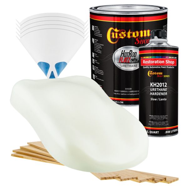 Grand Prix White - Hot Rod Flatz Flat Matte Satin Urethane Auto Paint - Complete Gallon Paint Kit - Professional Low Sheen Automotive, Car Truck Coating, 4:1 Mix Ratio For Sale