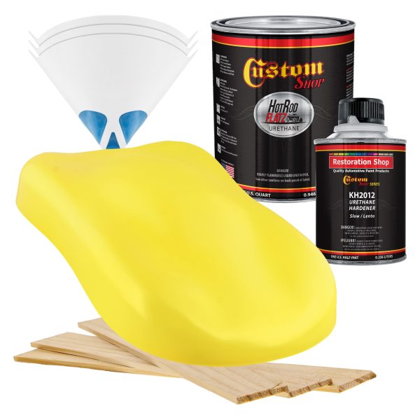 Daytona Yellow - Hot Rod Flatz Flat Matte Satin Urethane Auto Paint - Complete Quart Paint Kit - Professional Low Sheen Automotive, Car Truck Coating, 4:1 Mix Ratio Sale