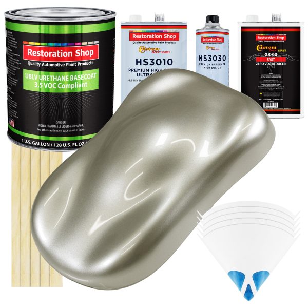 Galaxy Silver Metallic - LOW VOC Urethane Basecoat with Premium Clearcoat Auto Paint (Complete Fast Gallon Paint Kit) Professional Automotive Coating Discount