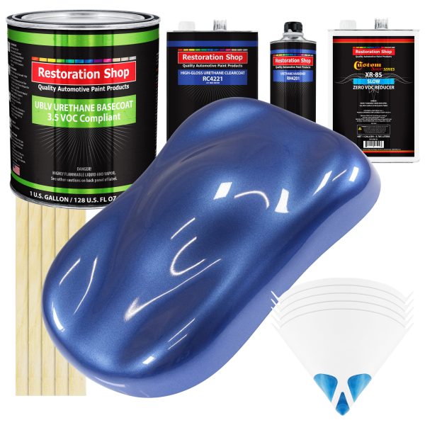 Cosmic Blue Metallic - LOW VOC Urethane Basecoat with Clearcoat Auto Paint (Complete Slow Gallon Paint Kit) Professional High Gloss Automotive Coating Online Sale