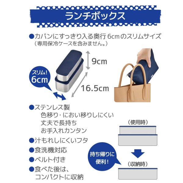 Thermos 2-Tier Slim Lunch Box 635ml Navy Check - DSA-604W NC on Sale - Image 5