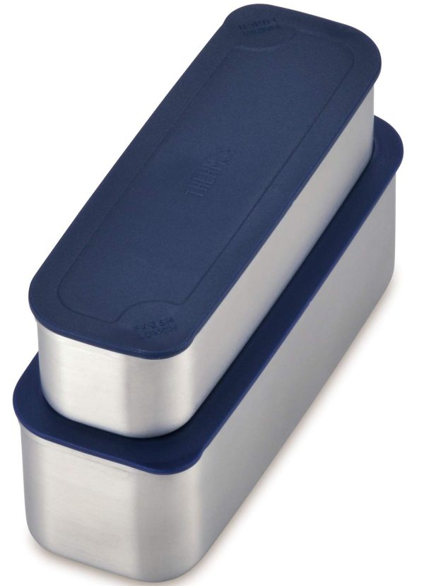 Thermos 2-Tier Slim Lunch Box 635ml Navy Check - DSA-604W NC on Sale - Image 2